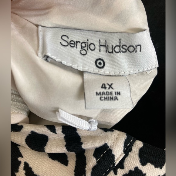 NWT Sergio Hudson Black/White Animal Print Bustier Midi Dress Size 4X - Picture 7 of 9